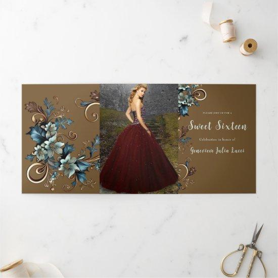 Stylish Metallic Floral Sweet 16 Party