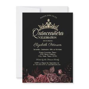 Stylish Red Roses Gothic Quinceañera