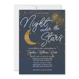 Stylish Under the Stars Blue Gold Moon Quinceañera