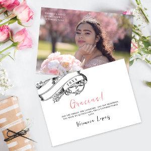Stylish Vintage Royal Quinceanera Gratitude Photo  Thank You Card