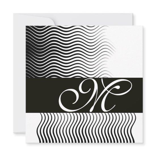 STYLISH WAVES MONOGRAM, black and white