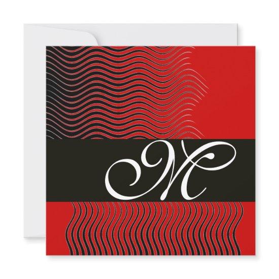 STYLISH WAVES MONOGRAM, black and white,red