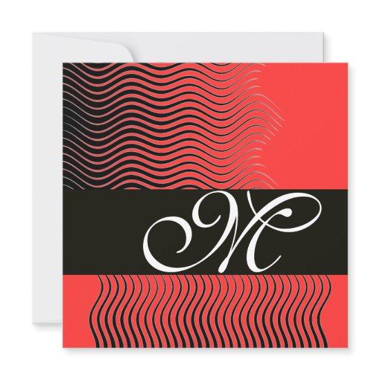 STYLISH WAVES MONOGRAM, black and white,red
