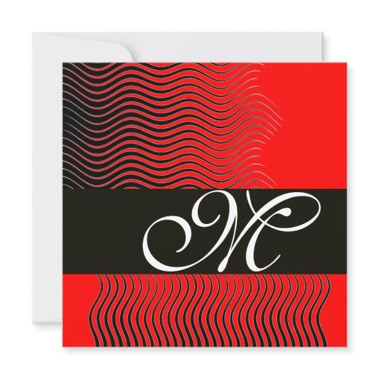 STYLISH WAVES MONOGRAM, black and white,red