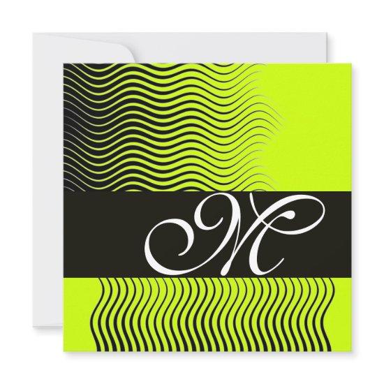 STYLISH WAVES MONOGRAM, black and white,yellow