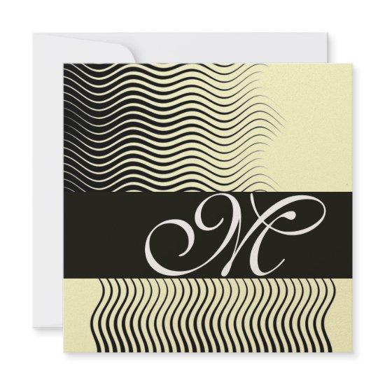 STYLISH WAVES MONOGRAM,black white,gold metallic
