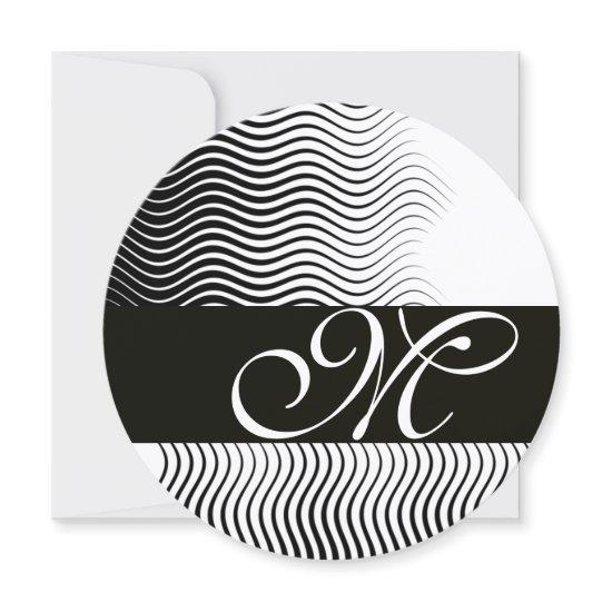 STYLISH WAVES MONOGRAM,black white