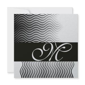 STYLISH WAVES MONOGRAM,black white,silver metallic
