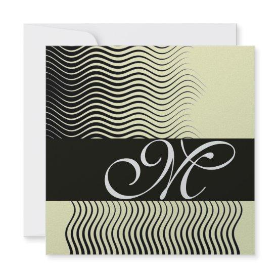 STYLISH WAVES MONOGRAM,black white,silver metallic