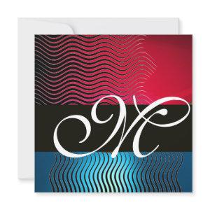 STYLISH WAVES MONOGRAM,Blue Sapphire,Red Burgundy