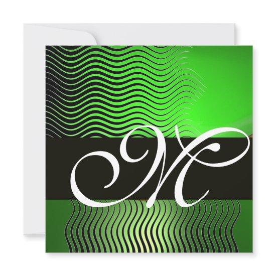 STYLISH WAVES MONOGRAM, emerald green