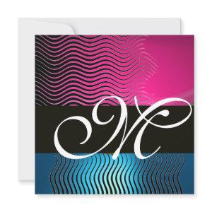 STYLISH WAVES MONOGRAM,pink, blue sapphire