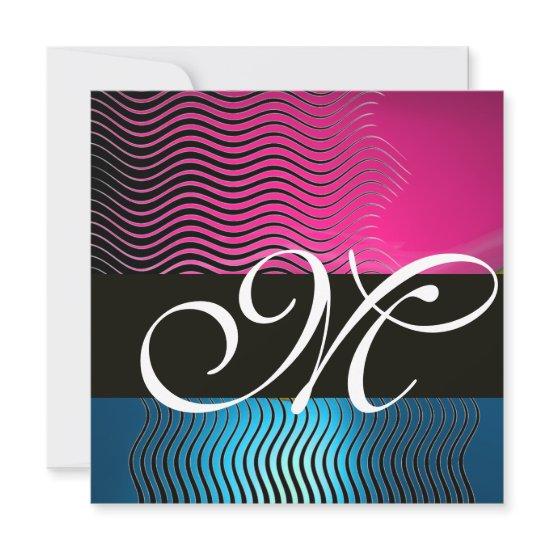 STYLISH WAVES MONOGRAM,pink, blue sapphire