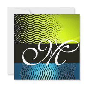 STYLISH WAVES MONOGRAM, yellow blue sapphire