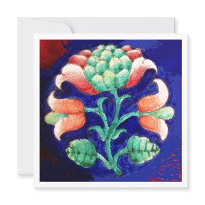 STYLIZED FLOWER/PINK RED GREEN ORANGE BLUE FLORAL