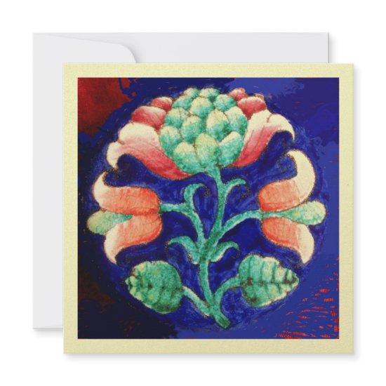STYLIZED FLOWER/PINK RED GREEN ORANGE BLUE FLORAL