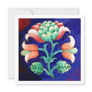 STYLIZED FLOWER/PINK RED GREEN ORANGE BLUE FLORAL