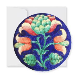 STYLIZED FLOWER/PINK RED GREEN ORANGE BLUE FLORAL