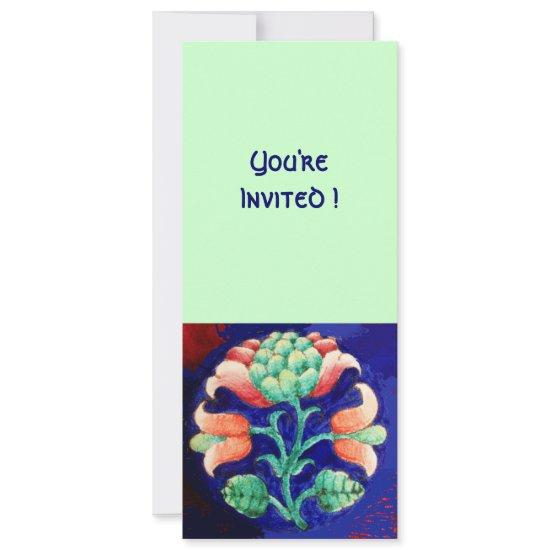 STYLIZED FLOWER/PINK RED GREEN ORANGE BLUE FLORAL