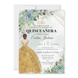 Succulents foliage gold Princess Dress Quinceanera