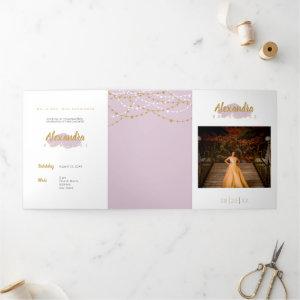 Sugar Plum Purple Photo Quinceanera Tri-Fold