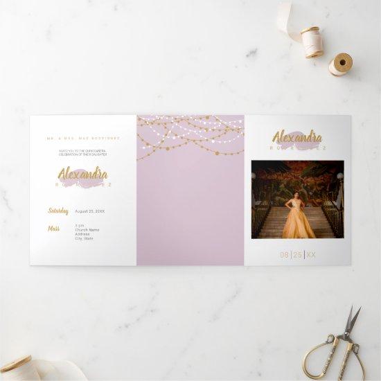 Sugar Plum Purple Photo Quinceanera Tri-Fold