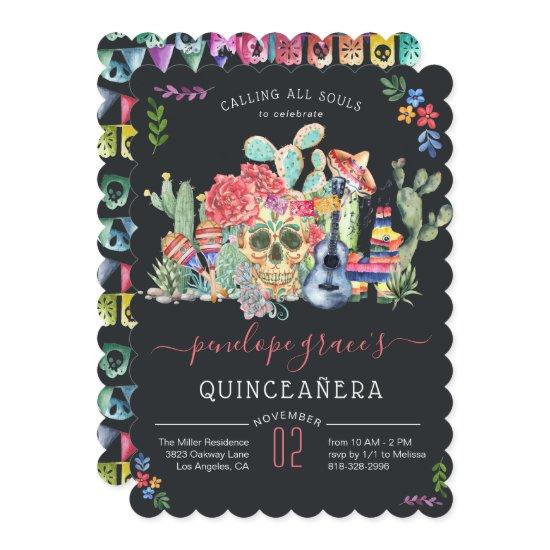 Sugar Skull Day of the Dead Quinceañera