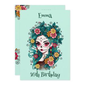 Sugar Skull Dia de los Muertos Sweet 16 Birthday