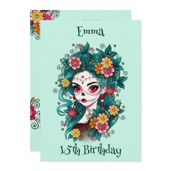 Sugar Skull Dia de Muertos Quinceañera  Birthday