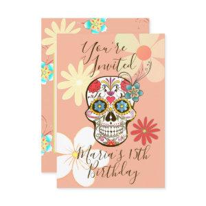 Sugar Skull Soft Peach Rose Hippy Floral