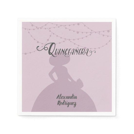 Sugared Plum Purple Charro Silhouette Quinceanera Napkins