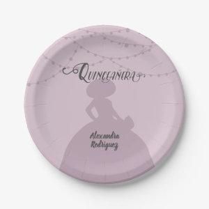 Sugared Plum Purple Charro Silhouette Quinceanera Paper Plates