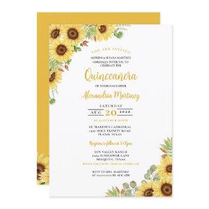 Summer Sunflower Yellow White Floral Quinceanera
