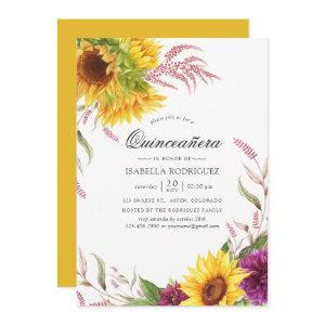 Sun and Burgundy Plum Floral Quinceañera