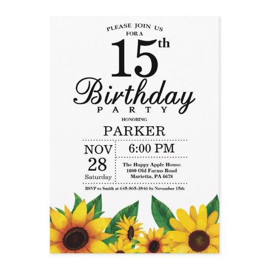 Sunflower 15th Birthday