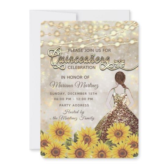 Sunflower bokeh String lights glitter dress