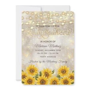Sunflower bokeh String lights gold sparkle
