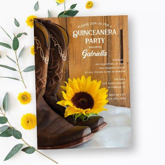 Sunflower Boots Country Western Quinceanera Party