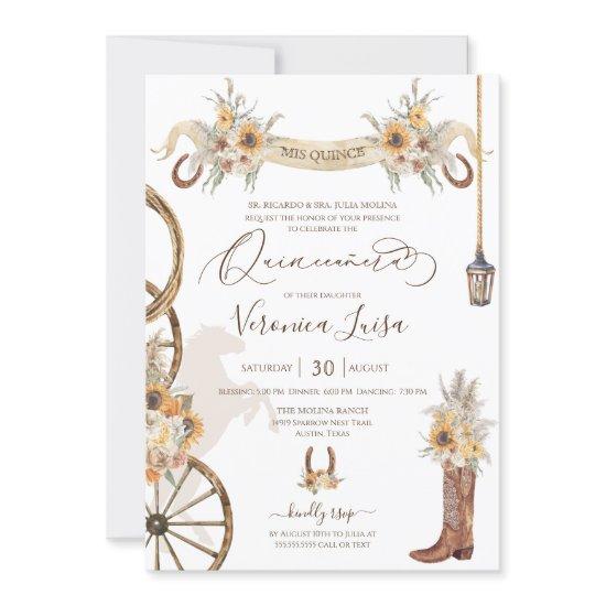 Sunflower Floral Boho Charro Quinceanera Rustic