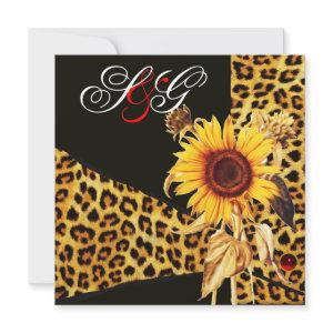 SUNFLOWER ,LEOPARD FUR RIBBON,RED RUBY GEMSTONE