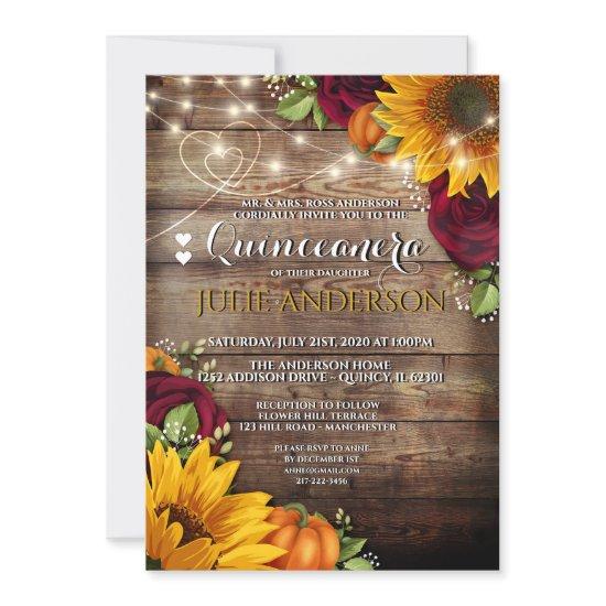 Sunflower, Pumpkin & Rose Rustic Quinceanera