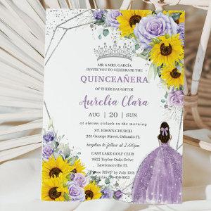Sunflower Purple Floral Princess Gown Quinceañera