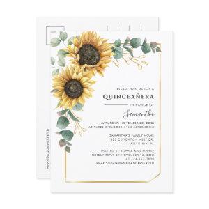 Sunflower Quinceanera Greenery 15th Birthday Party  Postcard