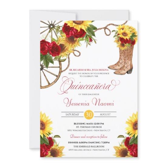 Sunflower Rose Rustic Charra Quinceañera