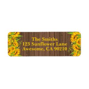 Sunflower Rustic Wood Wedding Return Address Label