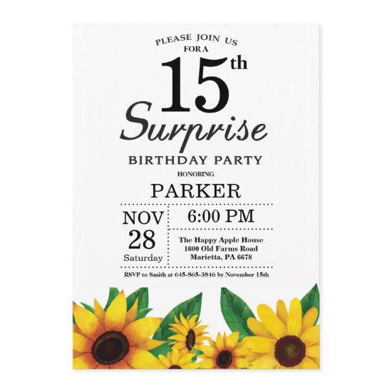 Sunflower Surprise 15th Birthday