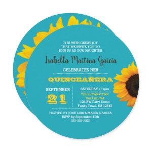Sunflower Turquoise Round Quinceañera