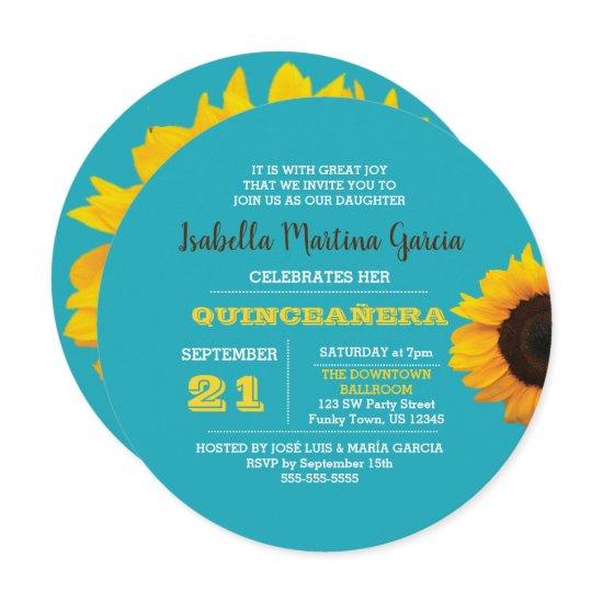 Sunflower Turquoise Round Quinceañera