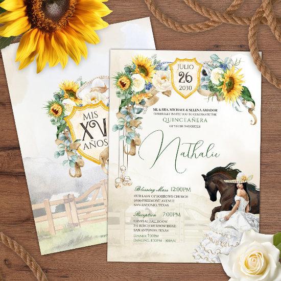 Sunflower White Rose Watercolor Charra Quinceanera