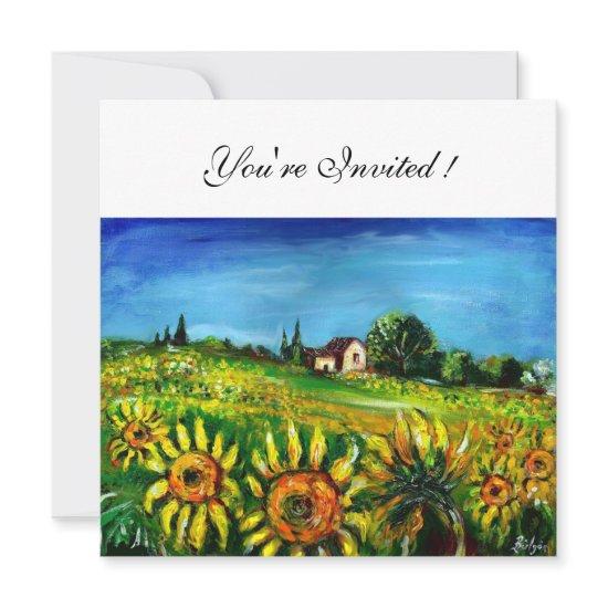 SUNFLOWERS AND COUNTRYSIDE IN TUSCANY